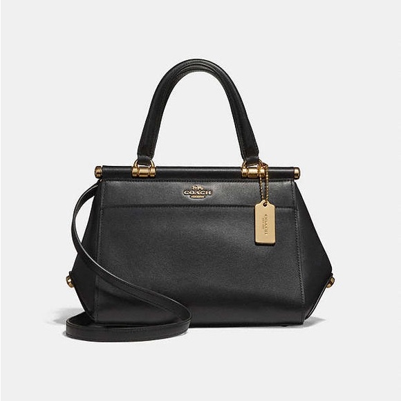 Coach Grace Bag 20 Black Leather Crossbody Satchel Top Handle Purse - Picture 3 of 16